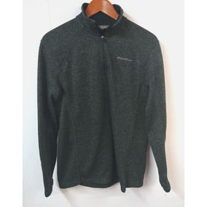 Eddie Bauer Men's M Shirt Heathered Green 1/4 Zip Closure High Neck Long Sleeves